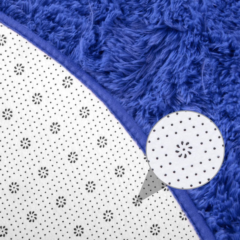 junovo Rug 4x4 Feet, Light Navy, Fluffy Soft Area Rugs for Kids Girls Room Princess Castle Plush Shaggy Carpet, Circular Home Decor - Image 5